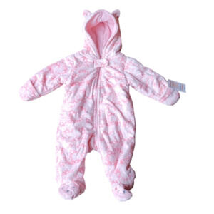 Carter's Girl Baby Pink Sz.6mo Zipped Warm Fuzzy Bunny Easter Outwear Jumpsuit